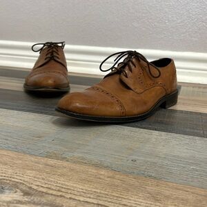 Stacy Adams Prescott Lace Up Size 10 M Brown Leather Cap Toe Oxford Dress Shoes